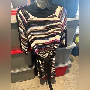 Striped Multicolor Dress with Belt p34